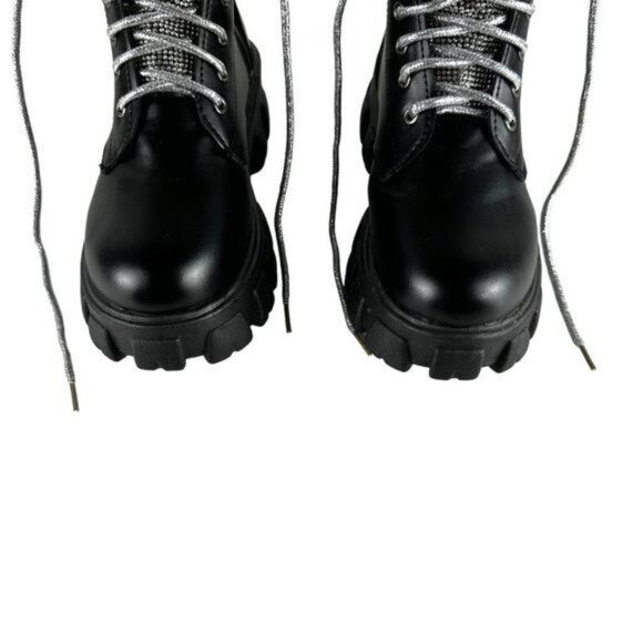 Sequined Tongue w Sparkling Lace Mid-Calf Boots Size (8) - Picture 8 of 12